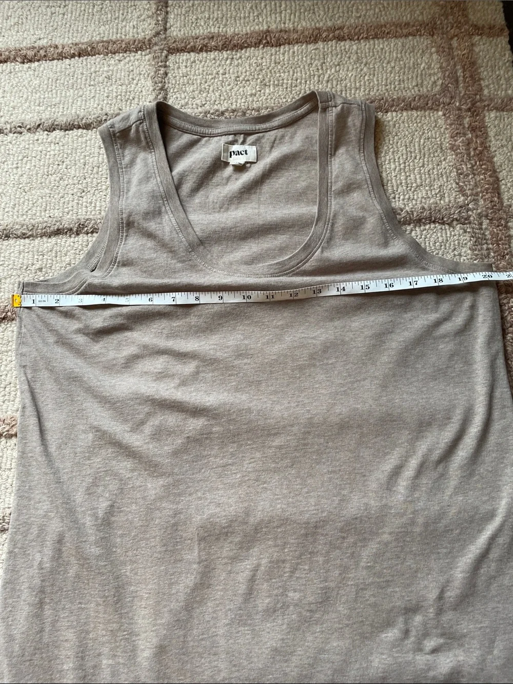 Pact Softspun Tank Midi Dress One Side Slit Organic Cotton Oatmeal Size Large